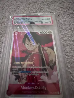 2022 One Piece ST01-012 - Monkey D. Luffy Super Pre-Release PSA 10 Gem Mint - Image 2