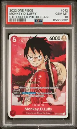 2022 ONE PIECE ST01-012 MONKEY D. LUFFY SUPER PRE-RELEASE PSA 10 GEM MINT - Image 1
