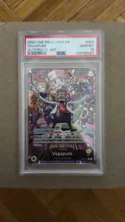 2024 One Piece OP07 Alternate Art Vegapunk #097 PSA 10 GEM MINT - Image 1