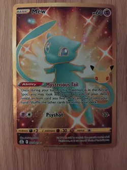 Pokemon Gold Mew TCG Full Art Holo Card 025/025 25th Celebrations - Image 1