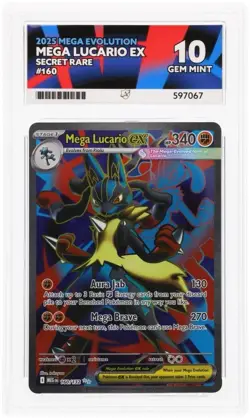Pokemon TCG Mega Lucario EX 160/132 Secret Rare ACE 10 Gem Mint - Image 1