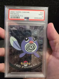 PSA 9 2000 Pokemon Game Topps Chrome Poliwag TV Rare Base Set Series 1 MINT GEM - Image 3