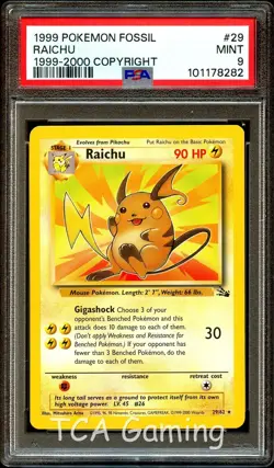 PSA 9 MINT Raichu 29/62 1999-2000 (Smooth Red Logo) Pokemon Card 282 - Image 1