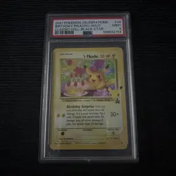 2021 Pokemon Celebrations Birthday Pikachu #24 Graded PSA 9 Mint - Holo - Image 1
