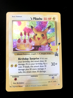 Birthday Pikachu Holo 24 Celebrations Classic Collection Pokemon 2021 MINT - Image 1
