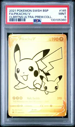 2021 Pokemon SWSH Black Star Promo Pikachu V #145 FA Celebrations UPC PSA 9 MINT - Image 1