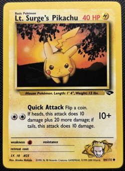 Lt. Surge’s Pikachu 84/132 Gym Heroes Common LP Pokemon 2000 - Image 1
