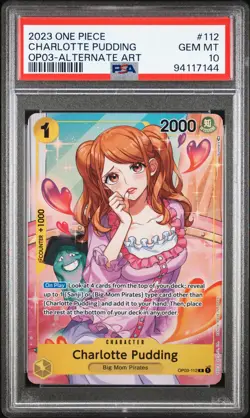 2023 ONE PIECE OP03-PILLARS OF STRENGTH ALTERNATE ART CHARLOTTE PUDDING PSA 10 - Image 1