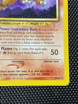 Entei 17/64 1st Edition Non Holo 2001 Pokemon Neo Revelation LP/NM BG3 - Image 4