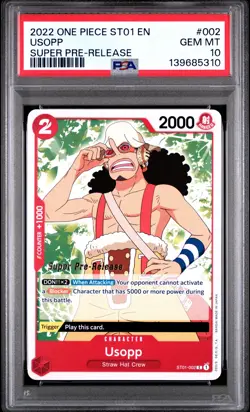2022 ONE PIECE STARTER DECK ST01-STRAW HAT CREW SUPER PRE-RELEASE USOPP PSA 10 - Image 1