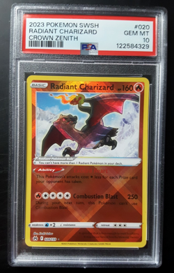 2023 POKEMON SWSH CROWN ZENITH #020 RADIANT CHARIZARD PSA 10 GEM MT - Image 1