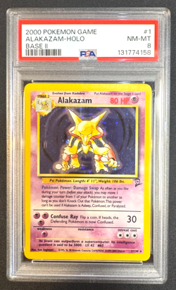 2000 Pokemon Game Base 2 #1 Alakazam Holo PSA 8 NM-MT - Image 1