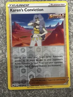 Karen’s Conviction 144/198 Reverse Holo Uncommon Chilling Reign Pokemon LP - Image 1