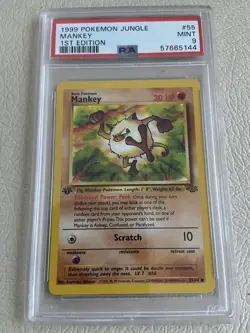 1999 Pokemon Jungle First Edition #55 Mankey WOTC 55/64 1st Edition PSA 9 Mint - Image 1