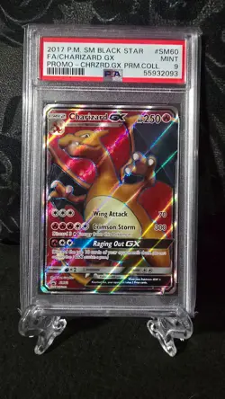 Pokemon TCG PSA 9 Full Art Charizard GX SM60 Sun & Moon Promo - Image 1