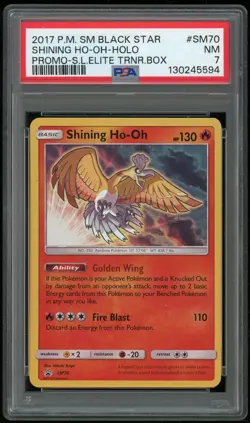 Pokemon TCG Shining Ho Oh Holo Rare Sun & Moon Black Star Promo #SM70 PSA 7 NM - Image 1