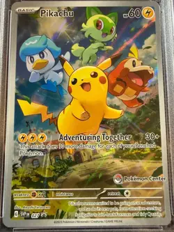 Pikachu 027 PSA 9 Pokemon Center stamped PC ETB 2023 black star promo Pokemon - Image 2