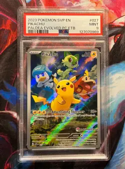 2023 POKEMON SVP EN-SV POKEMON CENTER ETB BLACK STAR PROMO #027 PIKACHU PSA 9 - Image 1