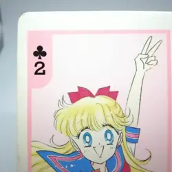 2 Minako Aino clover Sailor Moon Pretty Guardian Playing Cards NAKAYOSHI 1992 - Image 2