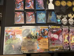 Bundle Of Pokemon Jumbo Cards, Coins, Pin Badges And Sleeves - Image 2