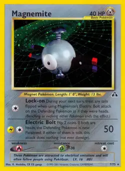 Magnemite - 7/75 - Pokemon Neo Discovery Unlimited Holo Rare Card WOTC LP - Image 1