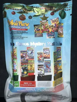 PokeRev Holiday Mystery Pack 5 Booster Packs and 1 Mega Bonus Pack, Sealed - Image 2