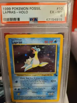 1999 Pokemon Fossil 10 Lapras-Holo PSA 6 - Image 1
