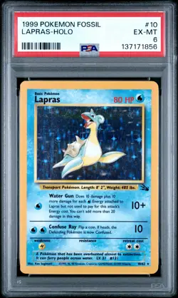 1999 POKEMON FOSSIL #10 LAPRAS-HOLO PSA 6 - Image 1