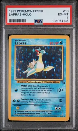 1999 POKEMON FOSSIL #10 LAPRAS-HOLO PSA 6 - Image 1