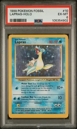 1999 Pokemon Fossil #10 Lapras-Holo PSA 6 EX-MINT - Image 1