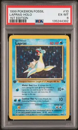 1999 POKEMON FOSSIL 1ST EDITION #10 LAPRAS-HOLO PSA 6 - Image 1
