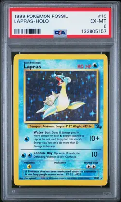 1999 POKEMON FOSSIL #10 LAPRAS-HOLO PSA 6 - Image 1