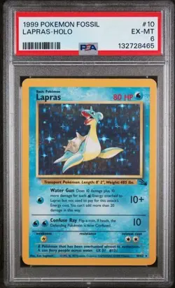 1999 POKEMON FOSSIL #10 LAPRAS-HOLO PSA 6 - Image 1