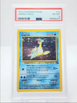 LAPRAS 1999 POKEMON FOSSIL RARE HOLO 10/62 PSA 6 Q5686 - Image 1