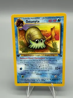 Pokemon TCG Omanyte 1st Edition Fossil 52/62 LP+ NM Vintage WOTC Fast Shipping - Image 1