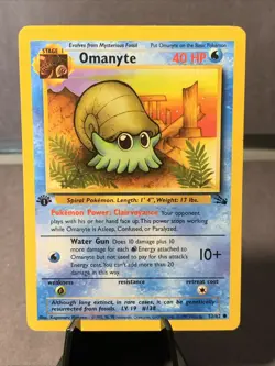 Pokemon TCG Fossil Set 1st Edition Omanyte #52/62 1999 VTG WOTC LP - Image 1