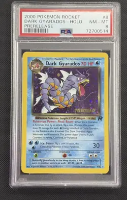 2000 Pokemon Team Rocket #8/82 Prerelease stamped Dark Gyarados Holo PSA 8 MINT - Image 1
