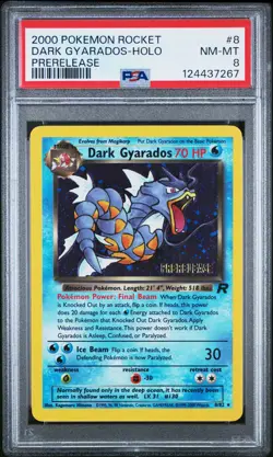 Dark Gyarados Holo 8/82 Prerelease Rocket Pokemon PSA 8 - Image 1