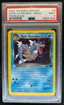 2000 Pokemon Team Rocket Dark Gyarados Prerelease Holo #8/82 PSA 9 - Image 1