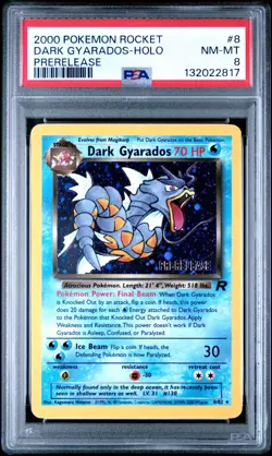 PSA 8 NM-M | Pokemon TCG | Dark Gyarados - Prerelease | Team Rocket 8/82 | Holo - Image 1