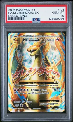 2016 POKEMON XY EVOLUTIONS #101 FULL ART/M CHARIZARD EX PSA 10 - Image 1