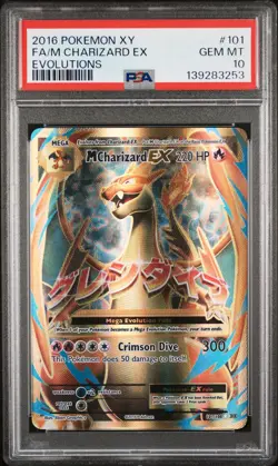 2016 POKEMON XY EVOLUTIONS #101 FULL ART/M CHARIZARD EX PSA 10 - Image 1