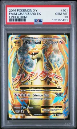 2016 POKEMON XY EVOLUTIONS #101 FULL ART/M CHARIZARD EX PSA 10 - Image 1