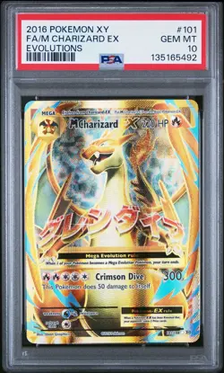 2016 POKEMON XY EVOLUTIONS #101 FULL ART/M CHARIZARD EX PSA 10 - Image 1