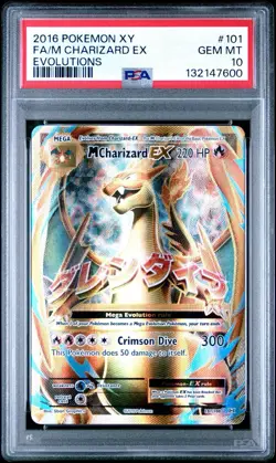 2016 POKEMON XY EVOLUTIONS #101 FULL ART/M CHARIZARD EX PSA 10 - Image 1