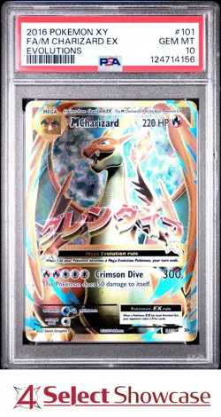 2016 POKEMON XY EVOLUTIONS #101 FULL ART M CHARIZARD EX PSA 10 - Image 1