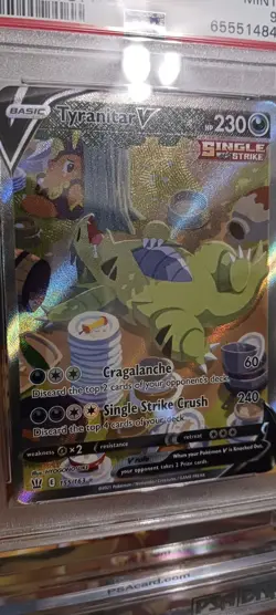 2021 POKEMON SWORD & SHIELD BATTLE STYLES #155 FULL ART/TYRANITAR V PSA 9 - Image 3
