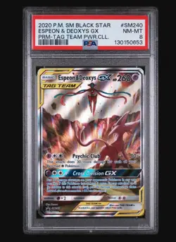 Espeon & Deoxys GX SM240 SM Holo Promo Pokemon TCG PSA 8 W/ GUARD - Image 1