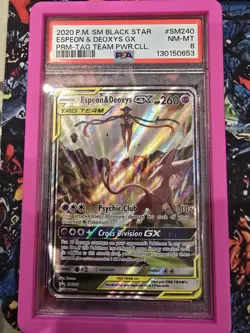 Espeon & Deoxys GX SM240 SM Holo Promo Pokemon TCG PSA 8 W/ GUARD - Image 4