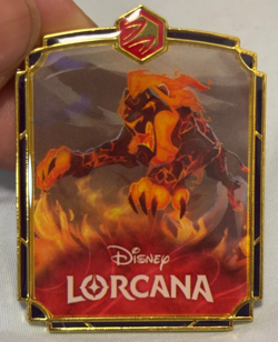 Chinese-Disney Lorcana Card TCG Scar - Flame usur Lorcana Emblem Pin Badge Promo - Image 1